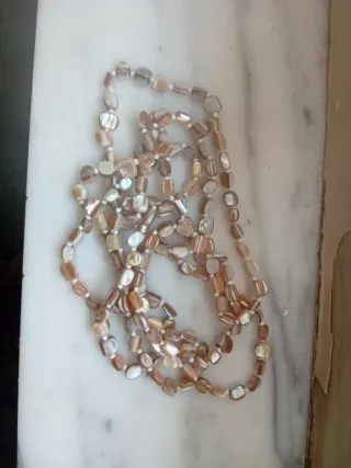 Collana vera perla beige e marrone