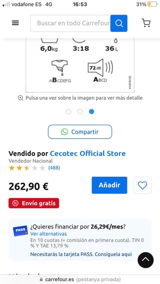 Lavadora Cecotec 6kg - 2 meses de uso