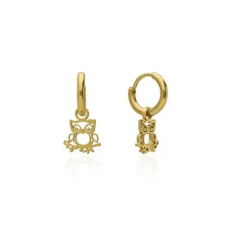 Aros de búho chapados en oro 18kt
