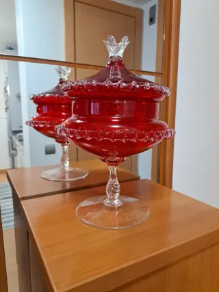 Bombonera in Cristallo di Murano Rosso Intenso