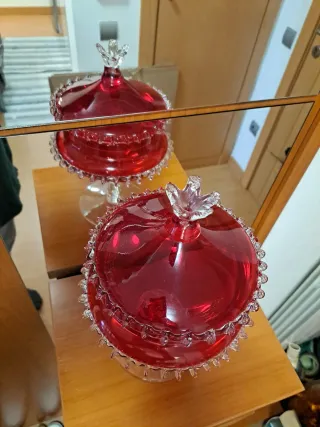 Bombonera in Cristallo di Murano Rosso Intenso