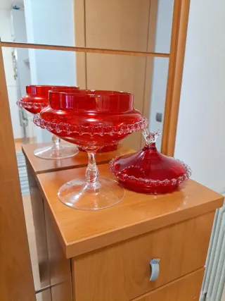 Bombonera in Cristallo di Murano Rosso Intenso