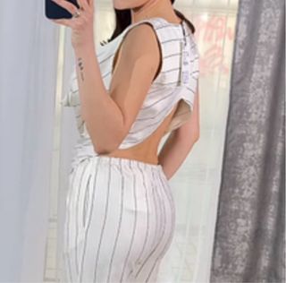 Conjunto blanco rayas top y pantalón