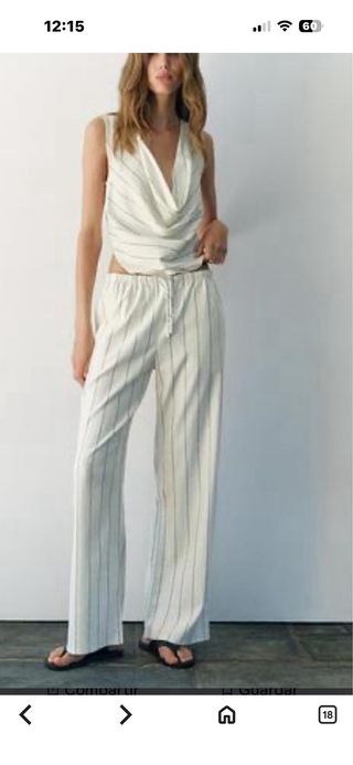 Conjunto blanco rayas top y pantalón