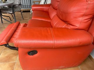 Sofá 3 plazas piel naranja