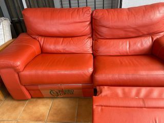 Sofá 3 plazas piel naranja
