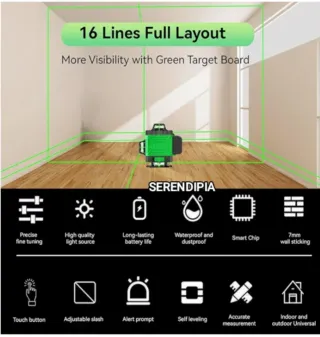 2 NIVELES LASER 4D 16 LÍNEAS TRÍPODE Y ACCESORIOS.