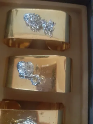 Set 6 fermatovaglioli oro e colore argento
