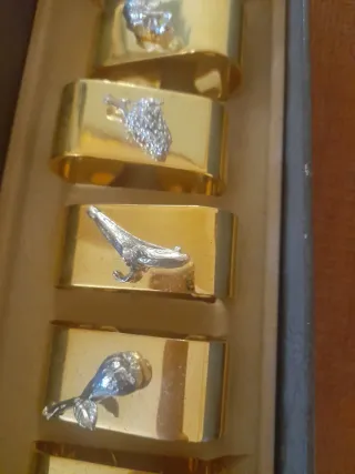 Set 6 fermatovaglioli oro e colore argento