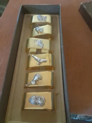 Set 6 fermatovaglioli oro e colore argento