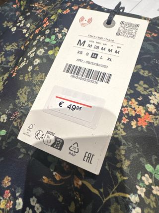 Vestido largo flores Zara T. M nuevo con etiqueta