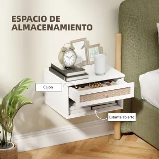 Mesitas de noche de madera y ratán (2 unidades)