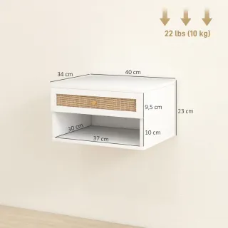 Mesitas de noche de madera y ratán (2 unidades)