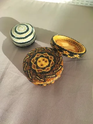 2 Cajitas Joyero Pedrería Hechas a Mano