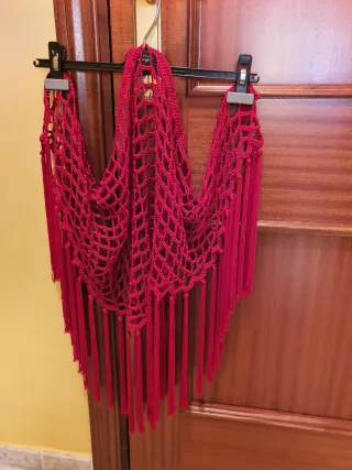 Mantoncillo Crochet Rojo Hecho a Mano