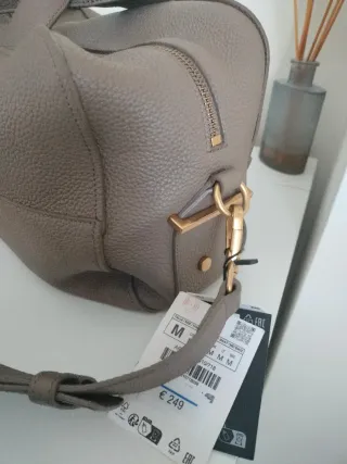 Bolso Zara Piel Ovina Gris