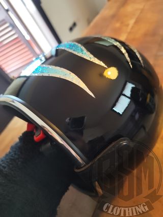 Casco moto custom glitter blu/viola