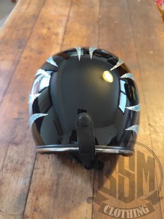 Casco moto custom glitter blu/viola