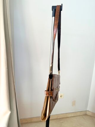 Bolso Vintage Piel Pitón Marrón Naranja