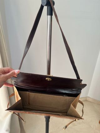 Bolso Vintage Piel Pitón Marrón Naranja