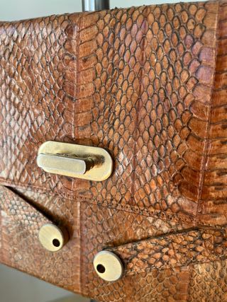 Bolso Vintage Piel Pitón Marrón Naranja