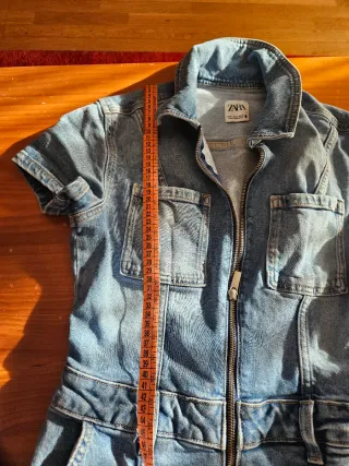 Mono vaquero Zara largo - Talla M - Denim con crem