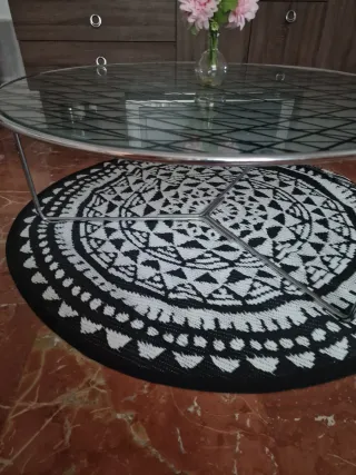 Mesa de centro de cristal templado y metal