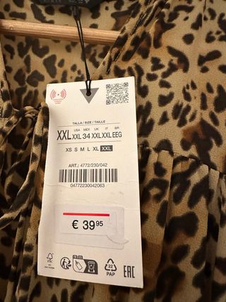 Vestido Zara Animal Print Talla XXL Nuevo