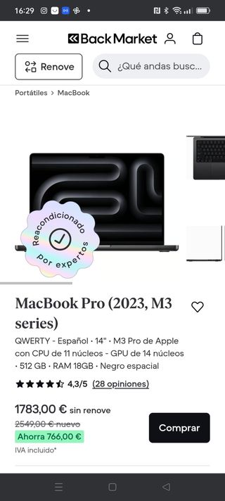 MACBOOK PRO 14'' M3 PRO 18GB RAM SEMINUEVO
