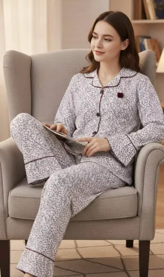 Pijama Mujer Gris y Blanco