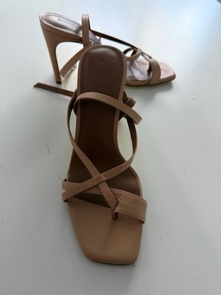 Sandalias Adolfo Domínguez Tacón Beige y Amarillo