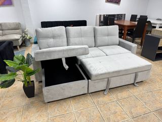 Sofá Cama + Arcón Gris Terciopelo ¡NUEVO Caja!
