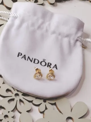 Pendientes Pandora Oro 14k Corazón Circonita