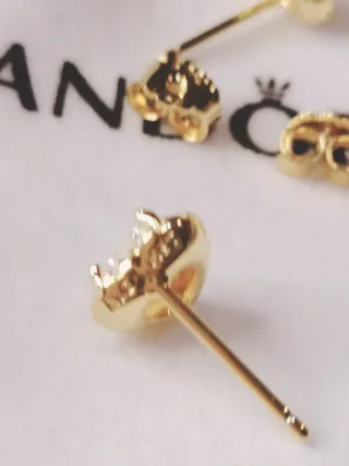Pendientes Pandora Oro 14k Corazón Circonita