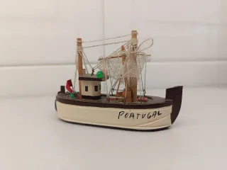 Miniatura Barco Óbidos Portugal em Madeira 12cm