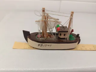 Miniatura Barco Óbidos Portugal em Madeira 12cm