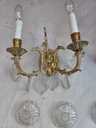 Apliques de pared bronce antiguos años 60.