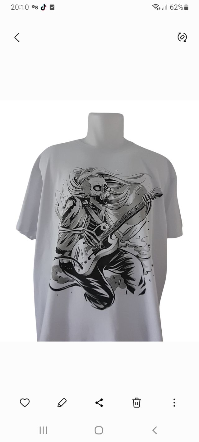 Camiseta Esqueleto Guitarrista 100% algodón
