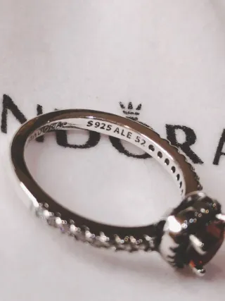 Anillo Pandora Corazón Rojo Plata Ley