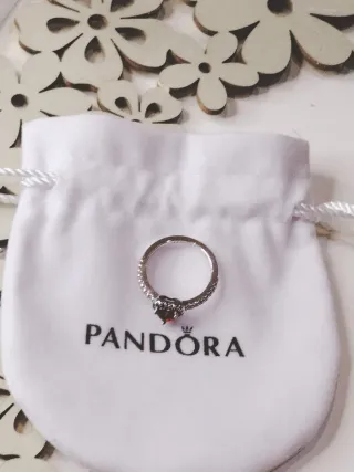 Anillo Pandora Corazón Rojo Plata Ley