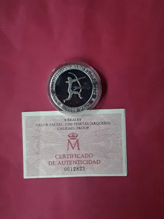2000 PESETAS PLATA OLIMPIADA BARCELONA 1992ARQUERO
