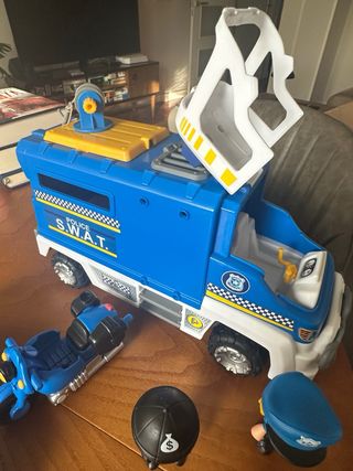 Pinypon ActionCamión Coche Moto, policía ladron.