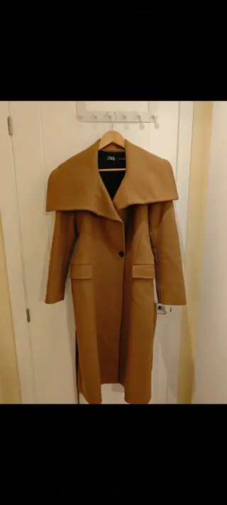 Abrigo largo Zara Camel Lana Manteco