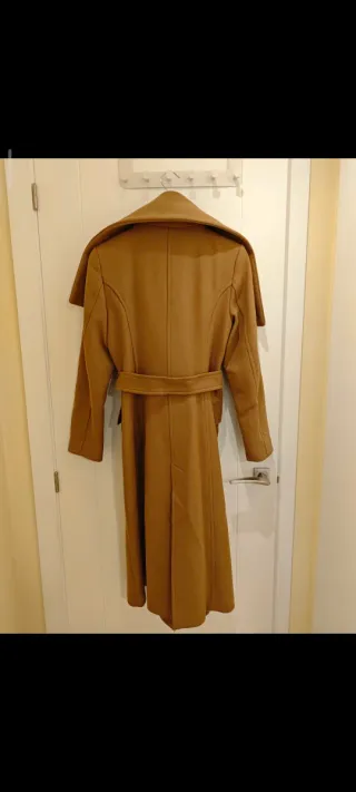 Abrigo largo Zara Camel Lana Manteco