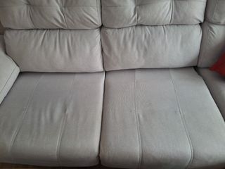 Sofá chaise longue tela blanca/gris