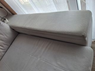 Sofá chaise longue tela blanca/gris