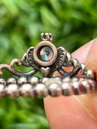 Anillo Pandora Tiara Cenicienta Azul Plata