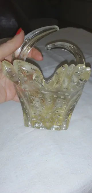 Centrotavola in cristallo con oro vetro di Murano