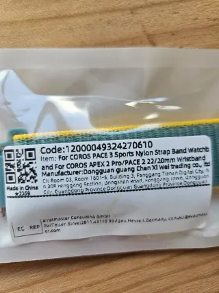 Correa Coros Garmin Samsung polar 20mm Nylon