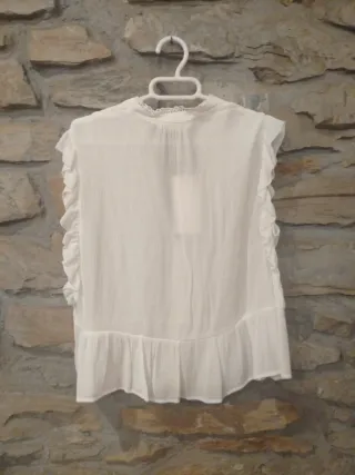 Blusa Zara sin mangas blanca Talla S
